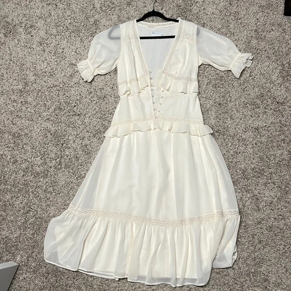 ASOS | Dresses | Asos Cream Ruffle Midi Dress | Poshmark